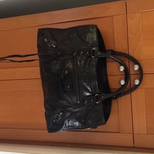 Balenciaga like black leather tote.